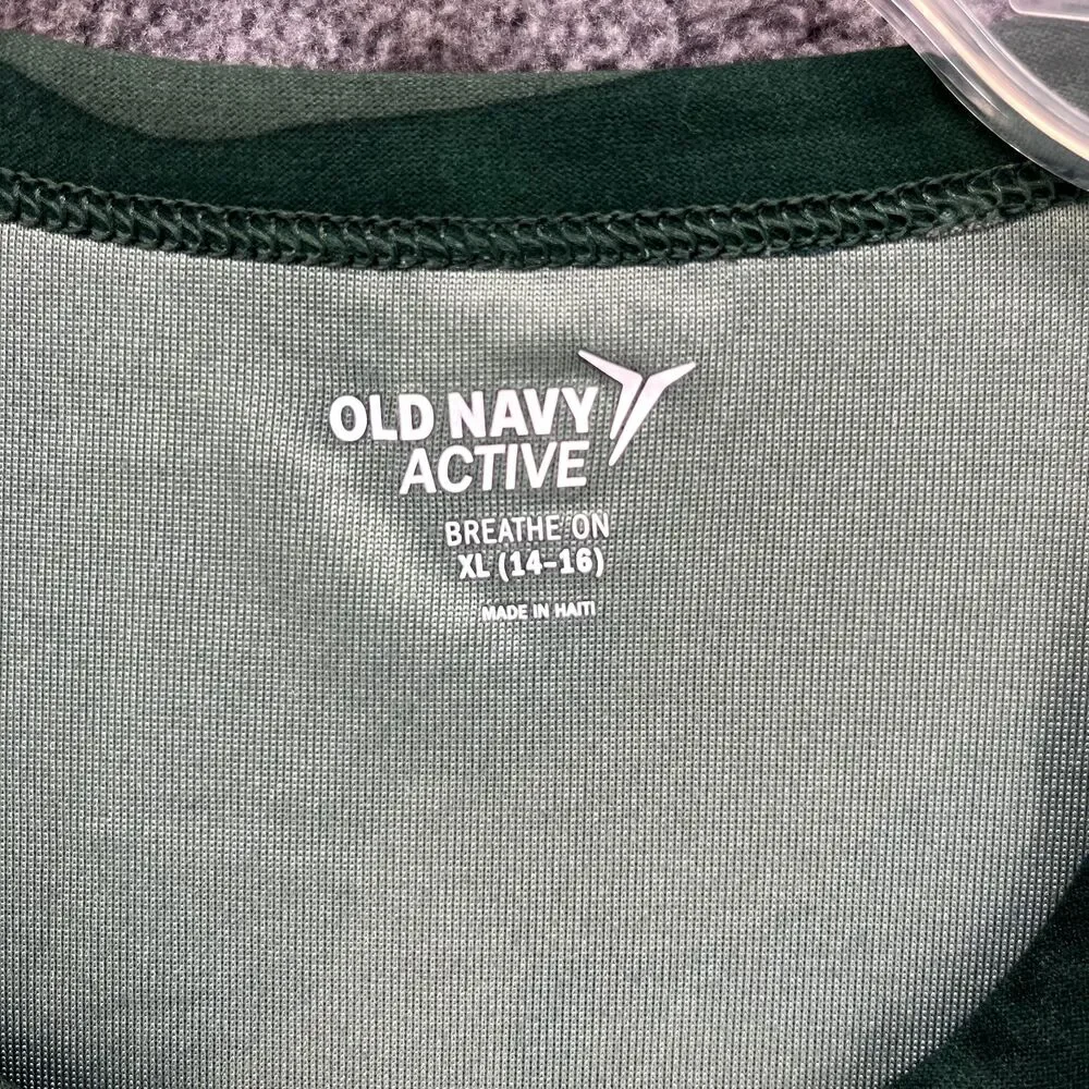Old navy Top Girls XL (14-16) Youth crop Tank camo‎ green active scoop neck